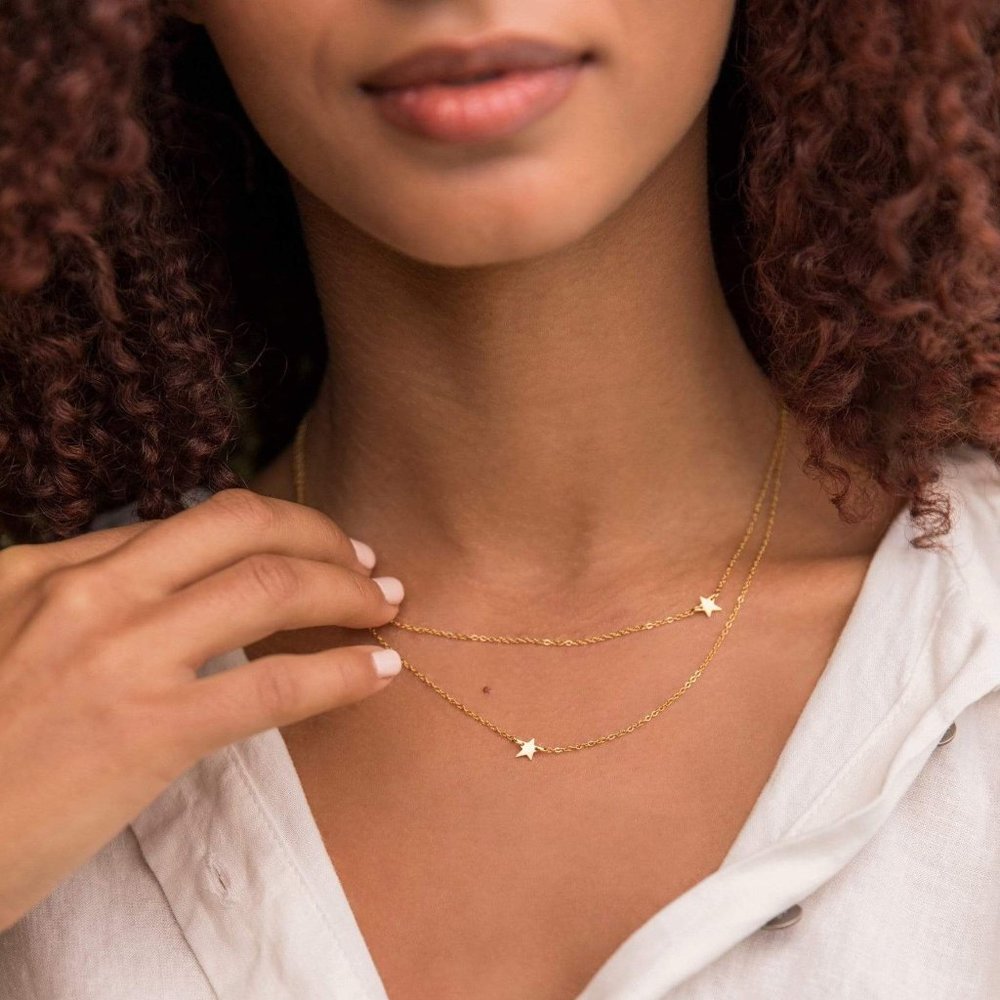LAST ONE! Dainty Gold Star Layering Necklace NEW